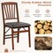 Set of 2 Folding Chairs with Padded Seat and Rubber Wood Frame-Brown